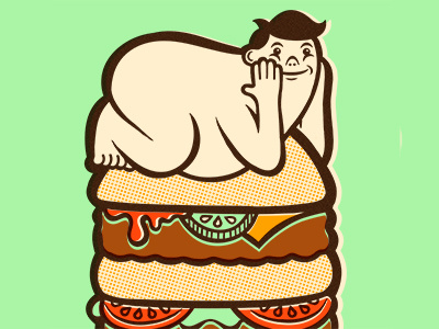 Love The Bun You're With burger illustration nude dude print screen print