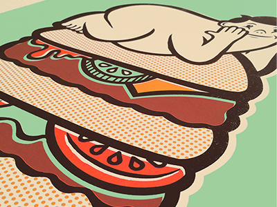 New Screen Prints & Store burger illustration printmaking screen print