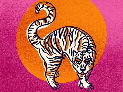 It's a Tiger big cat bright orange design hot pink illustration jungle jungle cat leo offregister spraypaint sunny sunrise sunset texture tiger tiger stripes