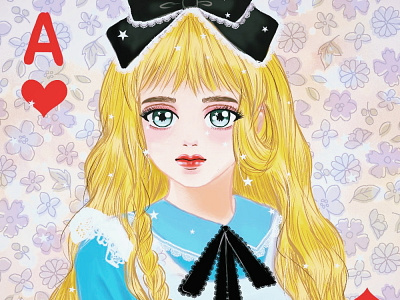 Alice in Wonderland character design flat illustration