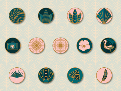 Tropical Art Deco Logo Set