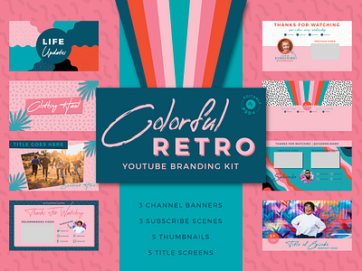 Colorful Retro YouTube Branding Kit