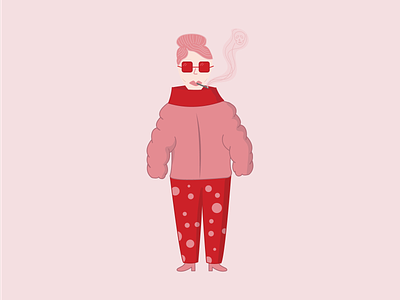 Bulky // Vectober 2020 // 03 adobe illustrator bulky design illustration inktober inktober2020 jacket smoking sweater vector woman woman illustration