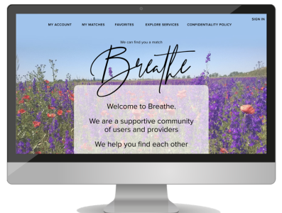 Breathe: Responsive design for a mental health matching service colortheory design desktop design health mentalhealth mobile design responsive design serene typography ui ux