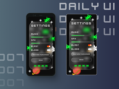 Daily UI 007: space game settings screen