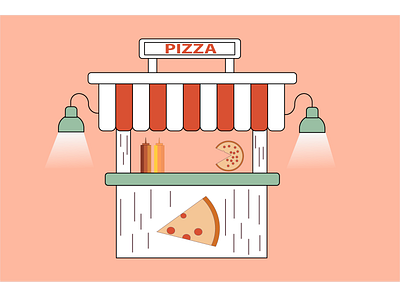 Pizza Van Flat Design design flat