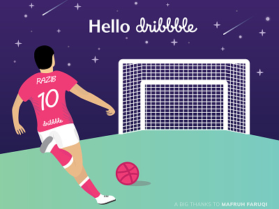 Hello Dribbble football hello dribbble ilustration soccer vector