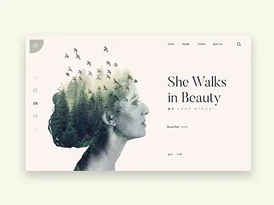 UI Concept : Romantic Poems adobe adobe xd art clean creative design design double exposure doubleexposure green interface navigation photoshop poem typography ui ux