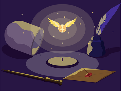 The golden snitch from the movie Harry Potter. Vector illustration