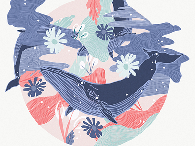 Blue whale card card design design graphic design illustration illustrator logo poster poster design