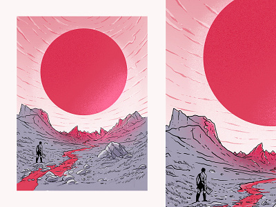 Blood Sun illustration poster print