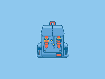 BLUE BACKPACK backpack bag hipster illustration stroke vector