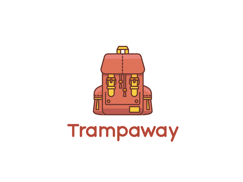 TRAMPAWAY adventure animation backpack logo tramp
