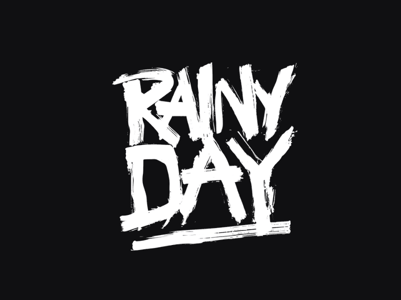 RAINY DAY 🌧💦 animation black gif lettering logo motion rain typography water white