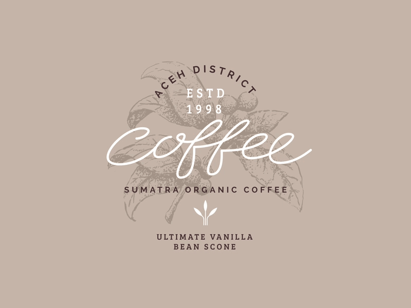 ORGANIC COFFEE calligraphy coffee leaf lettering logo natural