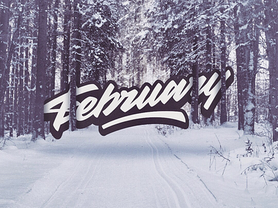 February calligraphy lettering logo month poland snow winter