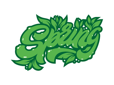 Spring green leaf lettering logo spring