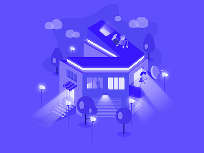 36daysoftype 7 7 flat home house isometric light number trees