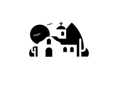 Mexico desert church black white branding icon illustration logo negative space vector