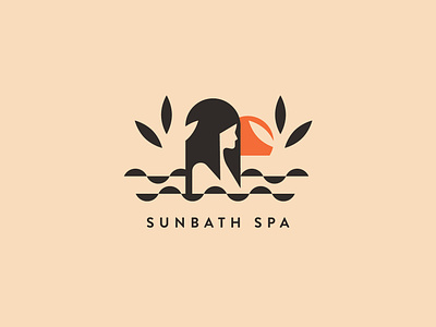 SUNBATH SPA branding font icon illustration logo spa sun vector woman