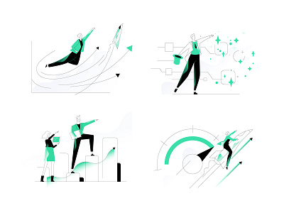NeoVerv illustrations set animation design green human illustration illustrations illustrator tonik ui vector