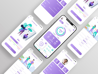 Fitness Tracker App Design branding creative fitness health purple tracker ui ui design