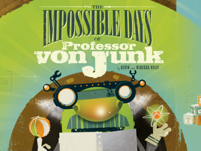 Impossible Days cover children book illustration childrens book childrens illustration design illustration invention monster scientist technology typography