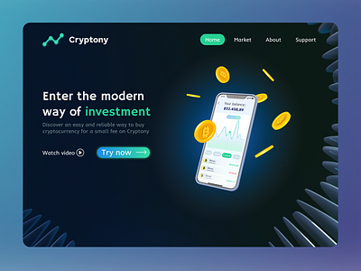 Website design: Landing Page Design Cryptony crypto crypto design crypto landing crypto service cryptocurrency design landing landing design landing page landing pages modern site web web design web site webdesign website