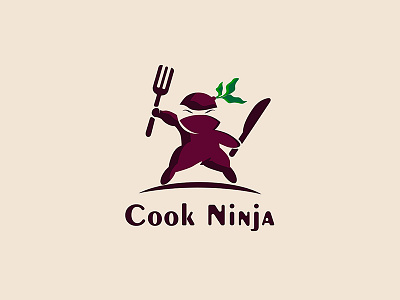Cook Ninja logo concept art asian burgundy cook ninja red beets warrior