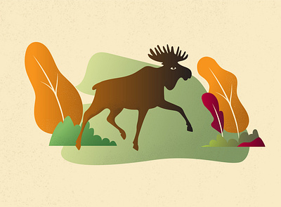 moose in autumn art autumn color design gradient illustration illustrator moose noise run vector vector art vintage