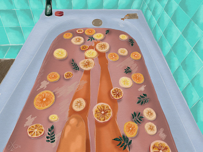Citrus Bath background backgrounds bath bathing book illustration citrus illustration illustration art raster