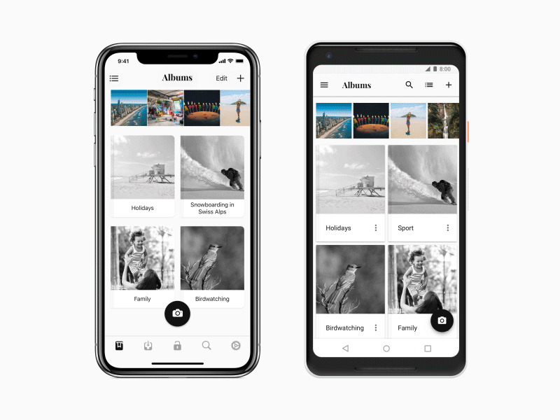 Photo App - Private Mode android animation dark ui google pixel ios iphone x photo app private