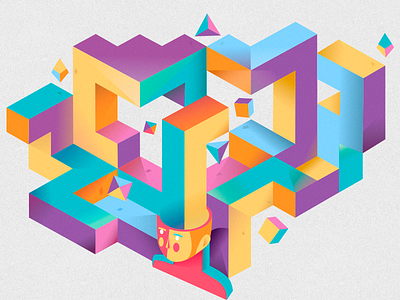 Isometric abstract figures colorful creative illustration isometric vector