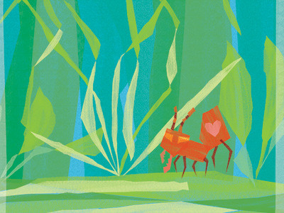 Weeds & Ant ant blue green heart illustration texture