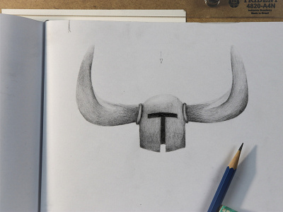 Shovel Knight's helm drawing fanart graphite drawing highcontrast illustration pencil drawing