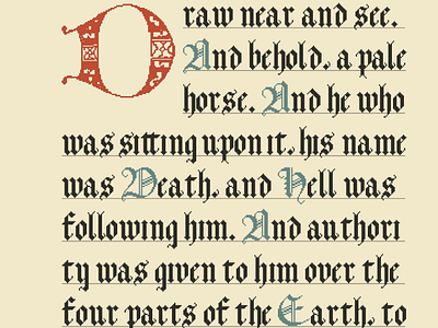 Pixel Revelations 6:7-8 bible fourhorsemen gothicletters pixel pixelart pixelgraphics revelations typography