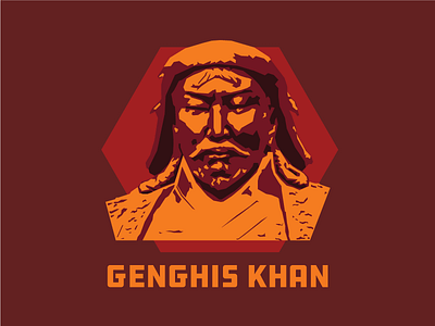 Genghis Khan [rebound w/ hexagon] civilization civvportraits genghiskhan highcontrast illustrator portrait straightlines vector