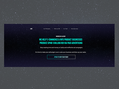 Design of the first block of an advertising agency site design desktop first shot list minimal