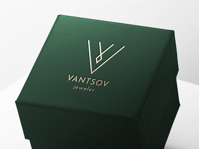 Logo for the jewelry brand Vantsov Vadim. box branding design diamond font gold icon illustration jeweler jewelry jewels logo logo design logomark logos necklace packaging silver vector