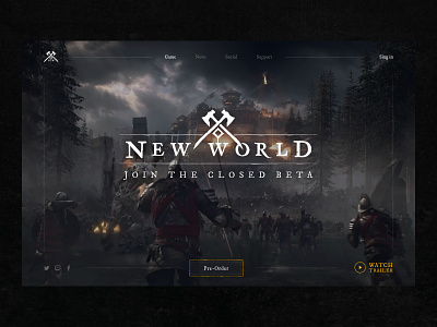 New World - new online MMORPG game concept design figma game games gaming header interface landing page mmo mmorpg pc photoshop rpg ui ux website