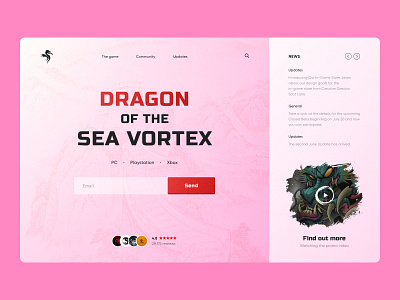 Dragon of the sea vortex - the concept of the main screen clean design dragon figma games gaming header landing page photoshop ui uiux ux website