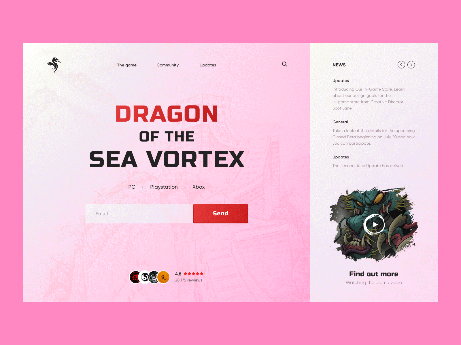 Dragon of the sea vortex after effects animation design figma header landing page motion photoshop ui ux website