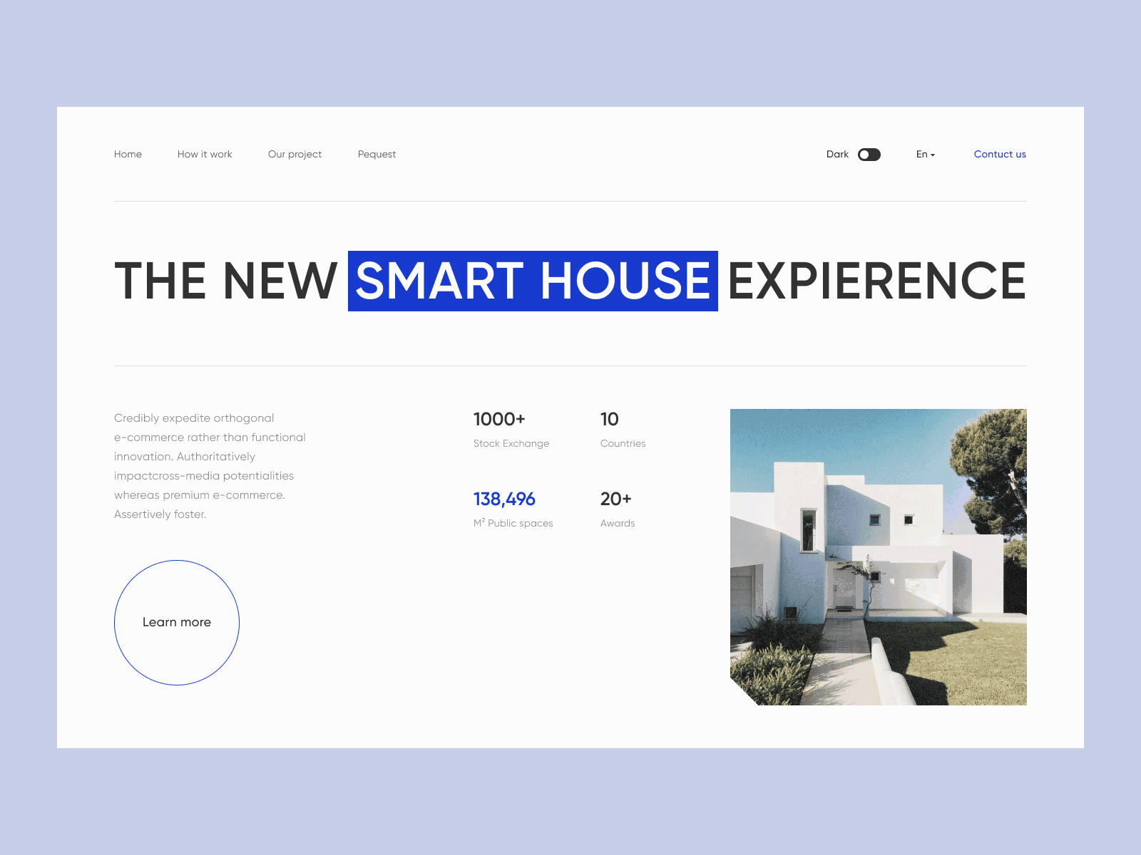 Smart home sales website animation clean design figma header house landing page minimal motion graphics photoshop smart smart house ui ux website