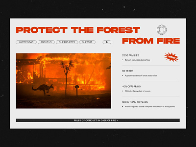 Forest protection website animal figma fire header landing page light protect ui ux website