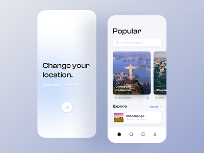 Travel app clean minimal mobile tour travel trip