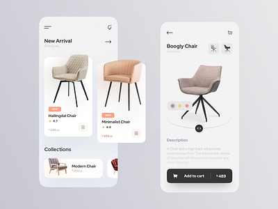Furniture e-commerce App 2022 app design e commerce flat furniture interface minimal mobile app mobile ui mobiletrends trends ui uiins uitrends