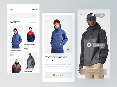 E-commerce - Mobile App 2022 app app design e commerce e commerce app ecommerce gray jackets minimal mobile mobile e commerce mobiledesign shop trends ui uiinspiration uitrends ux