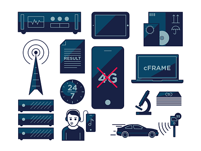 Mobile network software animation blue car final icon icons mobile pc phone radio set