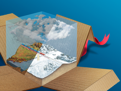 Illustration for calendar blue fall illustration isometric train winter