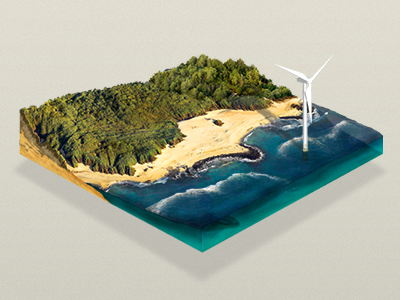 Illustration for web site of green party energy green isometric power sea wind